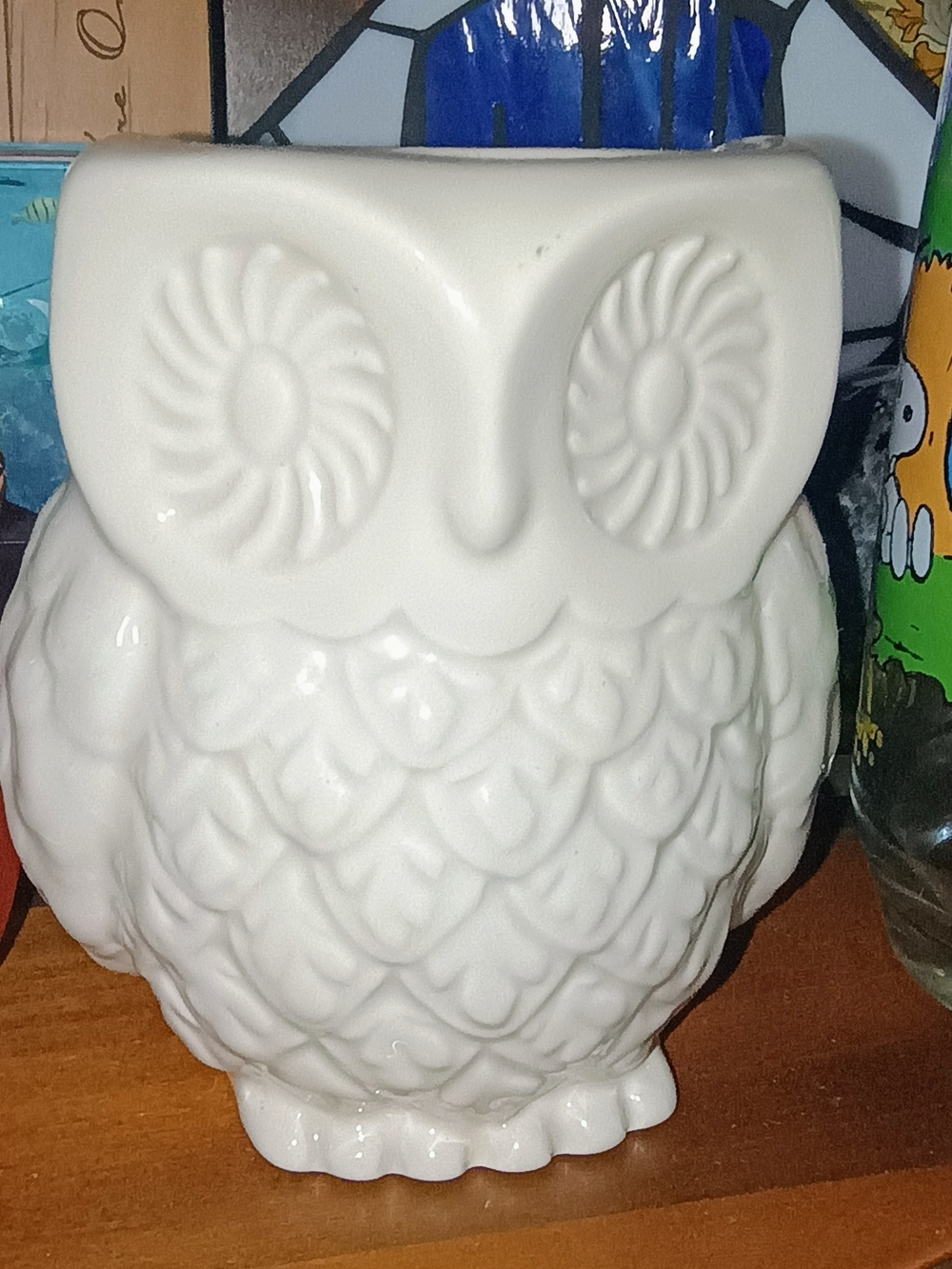 White Ceramic Owl Figurine - Decorative Home Accent